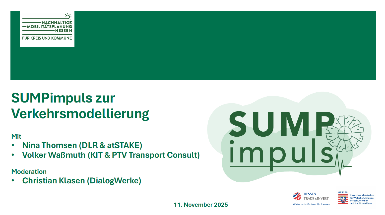 Titelbild der Präsentation beim SUMPimpuls zur Verkehrsmodellierung.